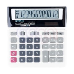 Kalkulator biurowy DONAU TECH, 12-cyfr. wyświetlacz, wym. 155x152x28 mm, biały