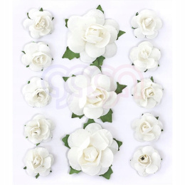 Kwiaty papierowe RÓŻE , białe 13 szt. 252027