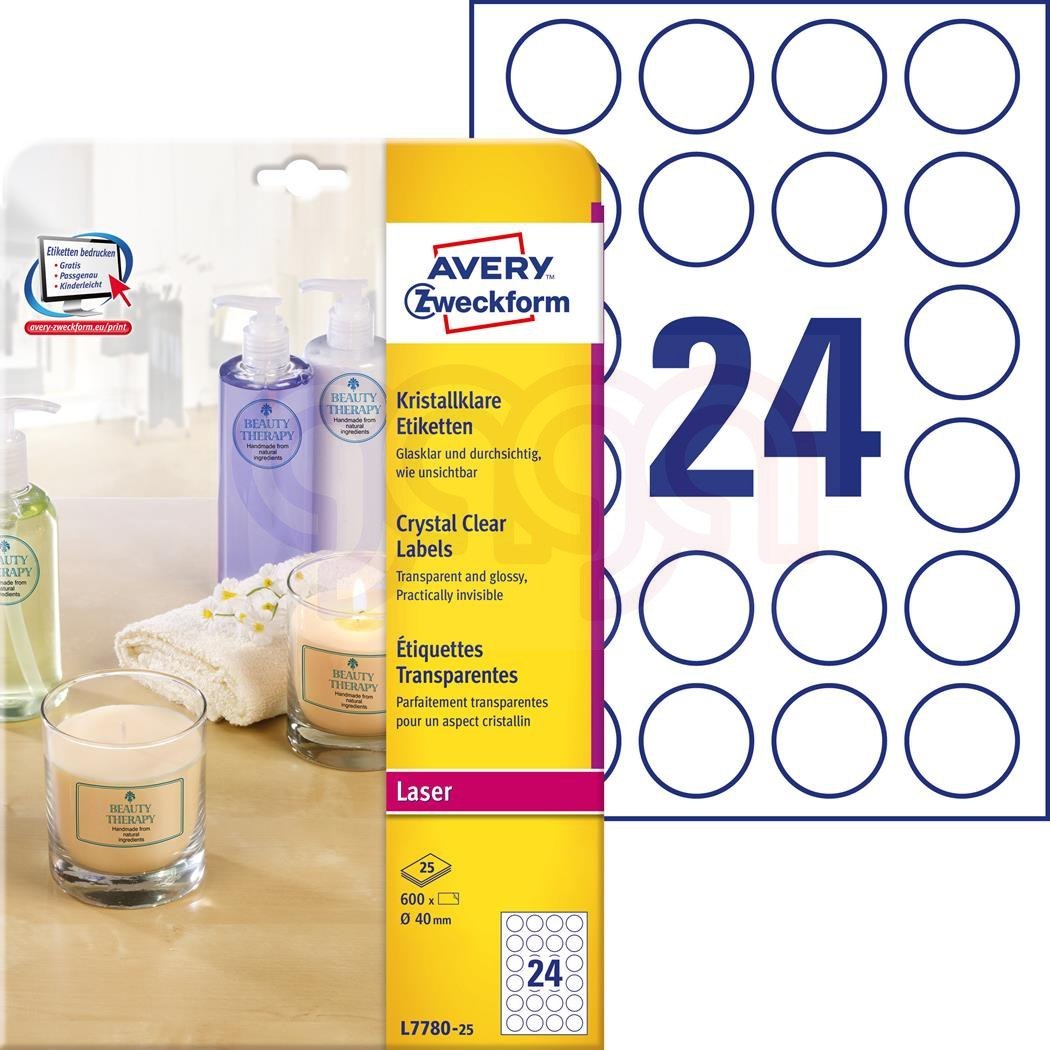 Etykiety Crystal Clear L7780-25 Q40 25 ark. przezroczyste Avery Zweckform Etykiety Crystal Clear L7780-25 Q40 25 ark. przezroczyste Avery Zweckform