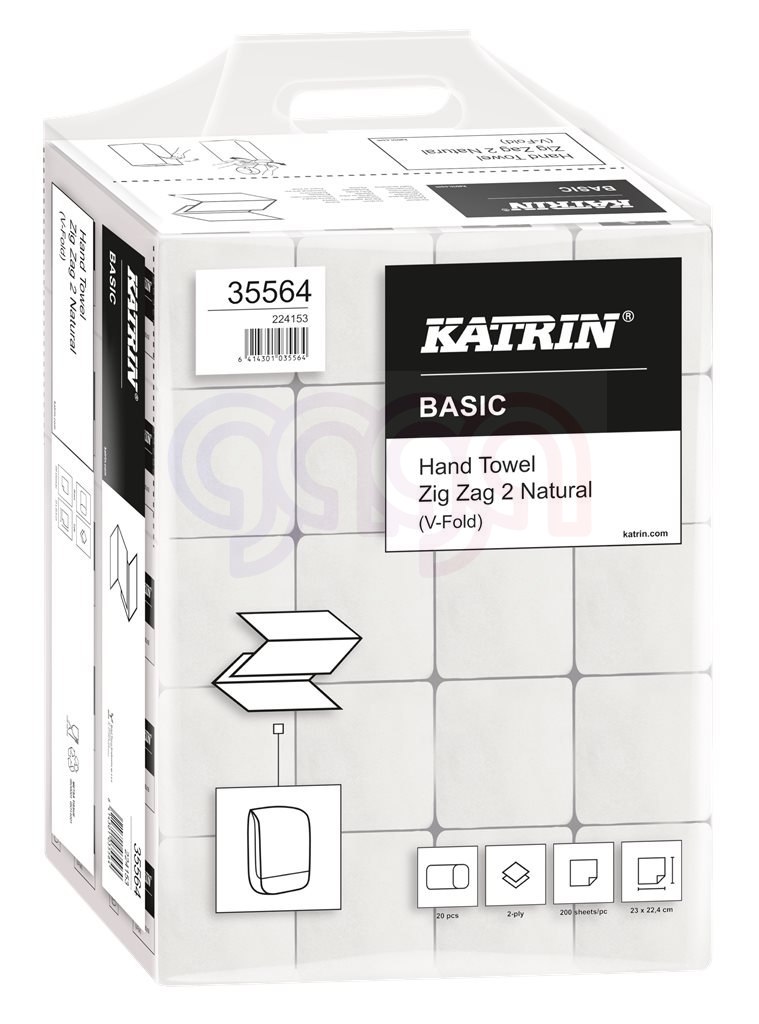 Ręczniki składane KATRIN BASIC Zig Zag 2 Natural 20 x 200, Handy Pack, 35564, opakowanie: 20 owijek Ręczniki składane KATRIN BASIC Zig Zag 2 Natural 20 x 200, Handy Pack, 35564, opakowanie: 20 owijek