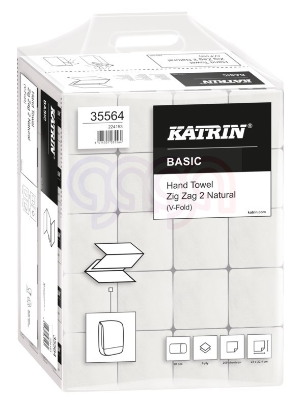Ręczniki składane KATRIN BASIC Zig Zag 2 Natural 20 x 200, Handy Pack, 35564, opakowanie: 20 owijek Ręczniki składane KATRIN BASIC Zig Zag 2 Natural 20 x 200, Handy Pack, 35564, opakowanie: 20 owijek