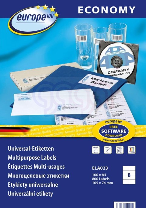 Etykiety uniwersalne ELA023 105 x 74 100 ark. Economy Europe100 by Avery Zweckform