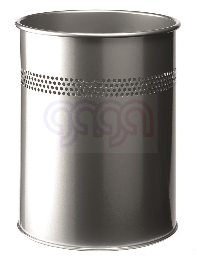 Kosz na śmieci DURABLE metalowy okrągły 15L srebrny 330023 Kosz na śmieci DURABLE metalowy okrągły 15L srebrny 330023