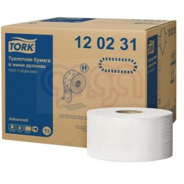 Papier toaletowy Tork ADVANCED mini jumbo, 2 warstwy, kolor biały, makulatura, 170m. (12) system T2 120231