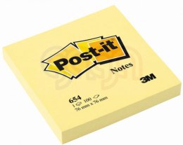 Bloczek samoprzylepny POST-IT (654), 76x76mm, 1x100 kart., żółty