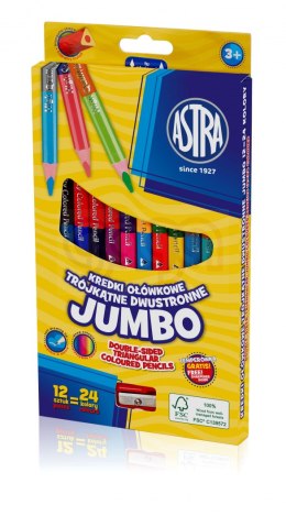 Kredki ołówkowe jumbo Astra 12 sztuk=24 kolory, 312118001