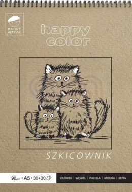 Szkicownik na spirali Młody Artysta, A5, 60 ark, 80/90g, Happy Color HA 3809 1520-M60