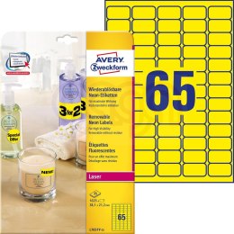 Etykiety żółte neonowe L7651Y-25 38,1x21,2 25ark Usuwalne Avery Zweckform (X)