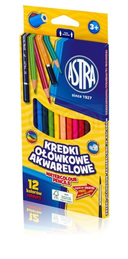 Kredki ołówkowe akwarelowe Astra 12 kolorów 312110004