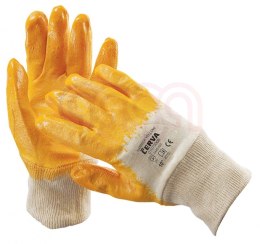 Rękawice Harrier Yellow, montażowe, bawełna+nitryl, rozm. 10, biało-żółte
