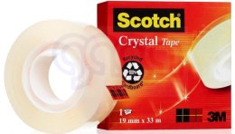 Taśma biurowa SCOTCH® Crystal Clear (600), transparentna, 19mm, 33m, w pudełku