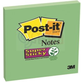 Karteczki samoprzylepne POST-IT® Super Sticky (654-6SS-AW), 76x76mm, 1x90 kartek, zielone