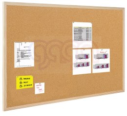 Tablica korkowa BI-OFFICE, 120x60cm, 2-warstwy korka, rama drewniana