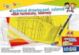 Blok techniczny GIMBOO, A4, 10 kart., 150gsm, mix kolorów