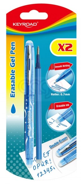 Długopis KEYROAD, 0,7mm, wymazywalny, dodatkowy wkład, blister, niebieski