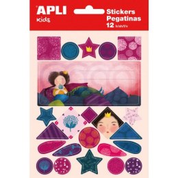 Etykiety na zeszyt APLI, w bloczku, z naklejkami dla dziewczynek, 12+1 ark., mix kolorów