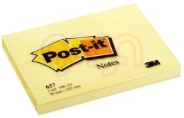 Karteczki samoprzylepne POST-IT® (657), 102x76mm, 1x100 kart., żółte