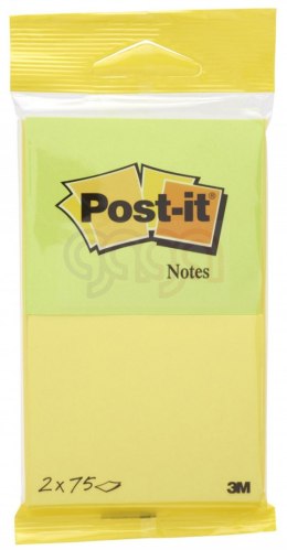 Karteczki samoprzylepne POST-IT® (6720-YG),76x63,5mm, 2x75 kart., zawieszka, żółto-zielone