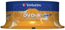 Płyta DVD-R VERBATIM AZO, 4,7GB, prędkość 16x, cake, 25szt., srebrny mat