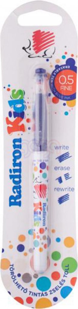 Długopis żelowy ICO Student Radiron Kids, wymazywalny, blister, niebieski