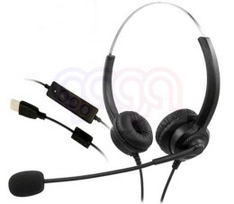 Zestaw słuchawkowy MEDIARANGE, z mikrofonem i panelem sterowania, czarny