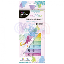 Farby akrylowe pastelowe 12x12 ml kolory Kidea