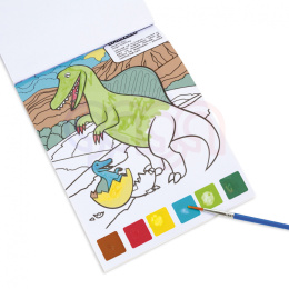 Malowanka z farbkami i pędzelkiem Dinozaury Kidea