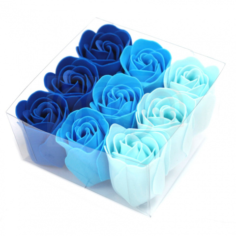 Zestaw 9 niebieskich róż -200 g Prezent