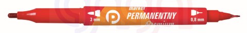 Marker perm. PREMIUM 2 końcówki czerw. Tetis