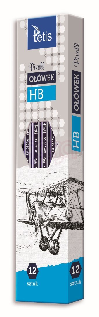 Ołówek pixell heksag. tward. B 12 szt. Tetis
