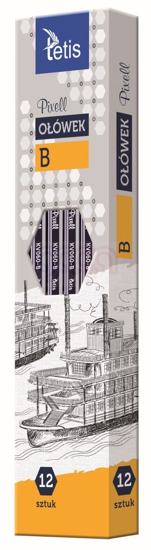 Ołówek pixell heksag. tward. H 12 szt. Tetis