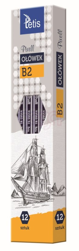 Ołówek pixell heksag. tward. HB 12 szt. Tetis