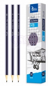 Ołówek z gumką twardość H3 12 szt. Tetis