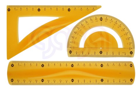 Zestaw geometryczny pom. z linijką 20 cm Tetis