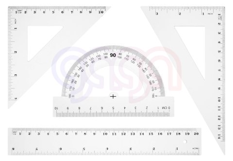 Zestaw geometryczny z linijką 20 cm Tetis
