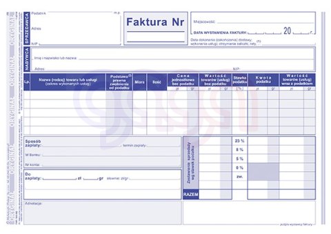 103-XE Faktura wzór pełny dla prowadzących sprzedaż w cenach netto 103-XE