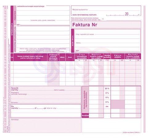 118-2E Faktura - dla jednostek, jednostek organizacyjnych samorządu terytorialngo - wzór pełny dla prowadzących sprzedaż w cenac