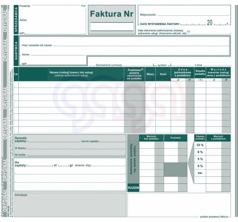 122-2E Faktura wzór uproszczony dla prowadzących sprzedaż w cenach brutto 122-2E