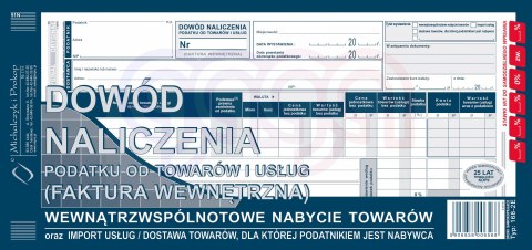 168-2E Dowód naliczenia podatku od towarów i usług (faktura wewn.) wewnątrzwspólnotowe nabycie towarów 168-2E