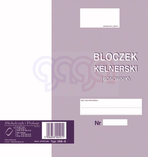 268-8 Bloczek kelnerski (bonownik) 268-8