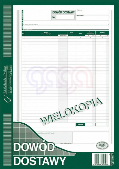 315-1 Dowód dostawy 315-1