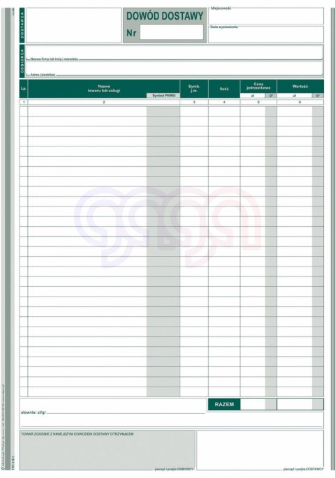 315-1 Dowód dostawy 315-1