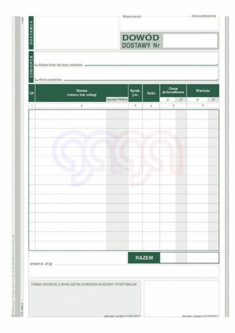 315-3 Dowód dostawy 315-3