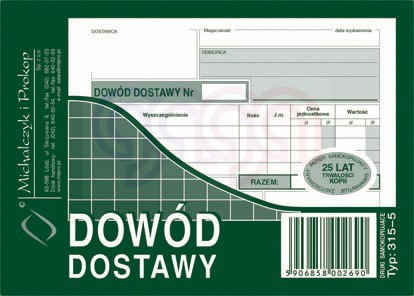 315-5 Dowód dostawy 315-5
