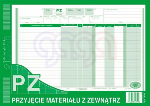 386-1 PZ przyjęcie materiału z zewnątrz 386-1