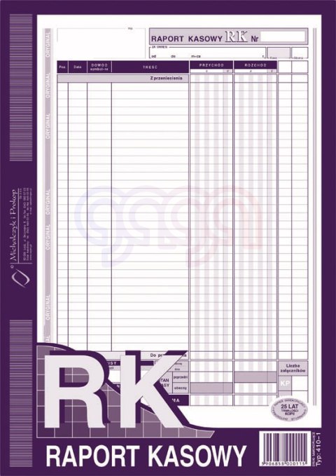 410-1 Raport kasowy 410-1