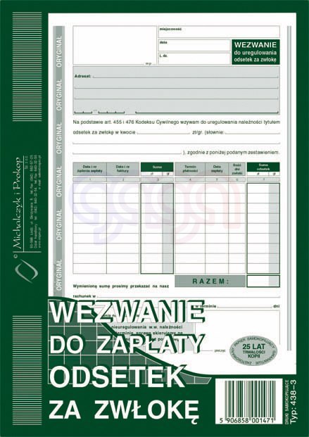 438-3 Wezwanie do zapłaty odsetek za zwłokę 438-3