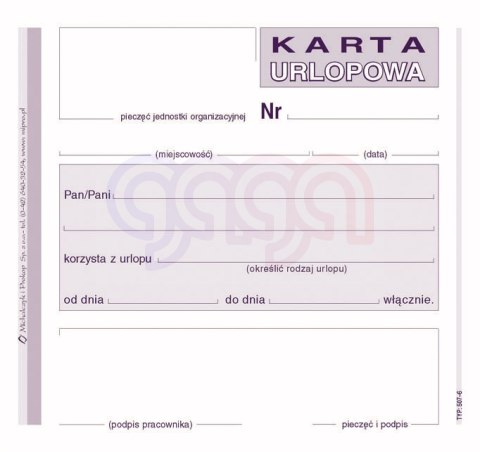 507-6 Karta urlopowa 507-6
