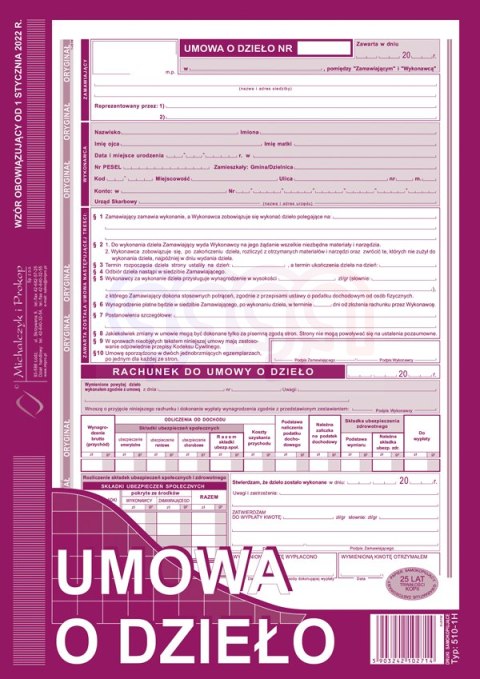 510-1h Umowa o dzieło 510-1H