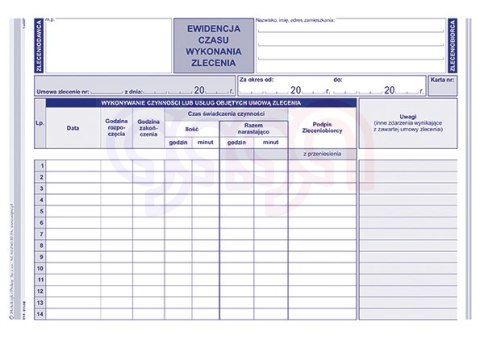 511-3E Ewidencja czasu wykonywania umowy zlecenia 511-3E